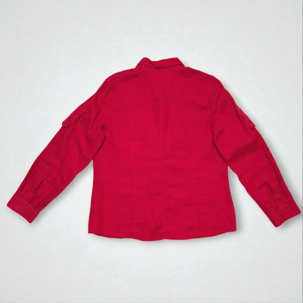 Liz Claiborne Crimson Red Work Shirt Professional Button Up Top XL - Picture 3 of 9